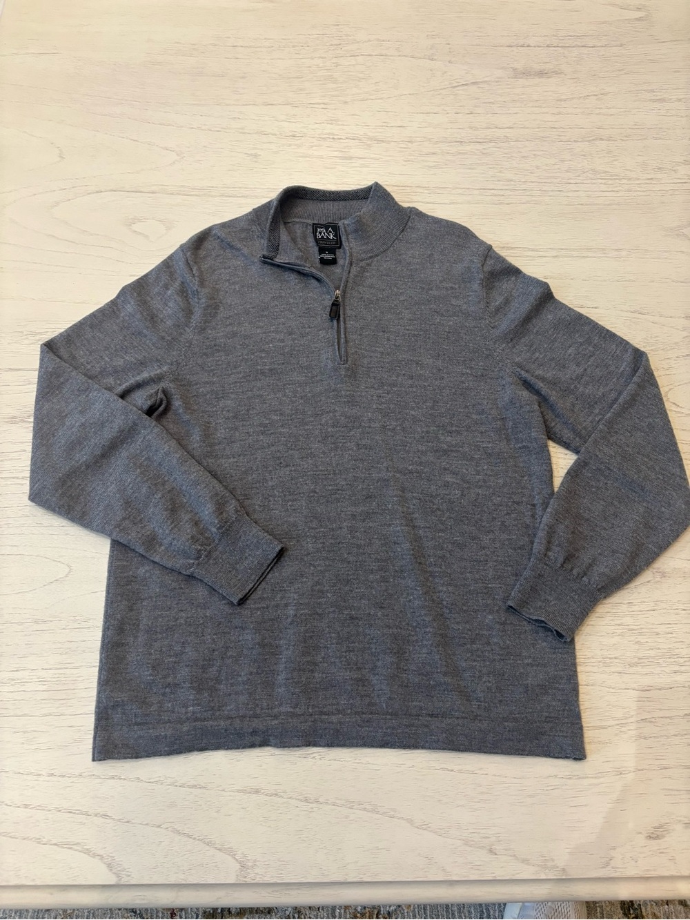 Jos. A. Bank Traveler Men’s Gray 100% Merino Wool Quarter Zip Sweater XL